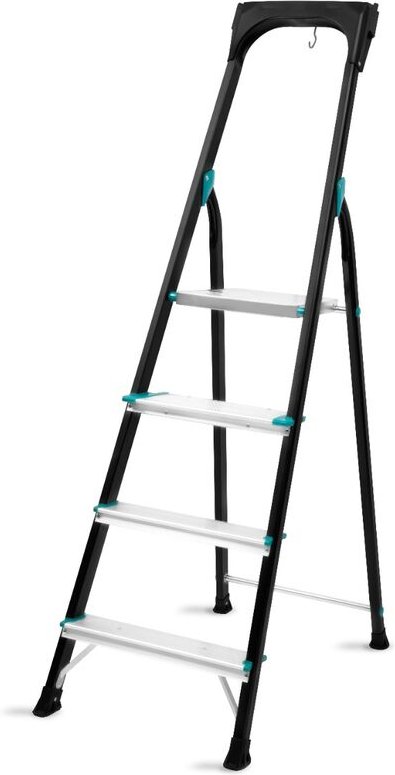 Haushaltsleiter pro - Aluminium-Klappleiter - 4 Stufen rutschfest - Max. Belastbarkeit 150kg