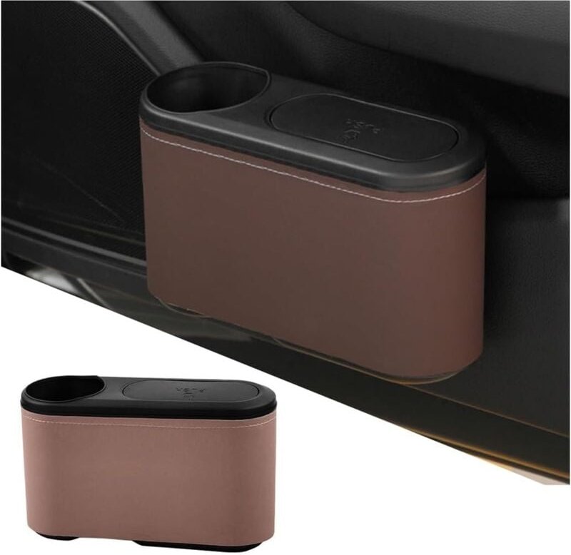 Thumbnail - Auslaufsicherer Fahrzeug-Mülleimer, Wasserdichte Automotive Trash Can Mini Car Bin Mit Deckel, Praktischer Auto Mülleime...