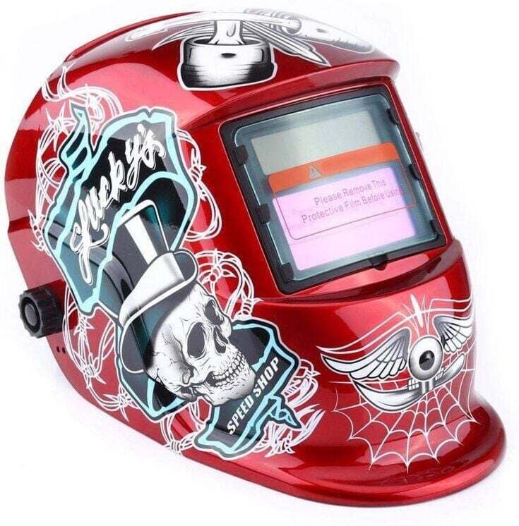 CHOYCLIT Schweißhelm, Schweißmaske, automatischer Schweißerschutz für mehr Modi, WIG, MIG, MAG, Piratenrot, 22,5 x 18 x ...