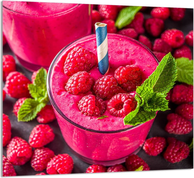 GLASPLATTE FÜR KÜCHE 65x60 Himbeere