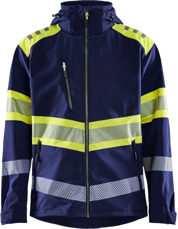 Hochsichtbare Softshell-Arbeitsjacke 4494 - Marine/Gelb fluoreszierend XXL