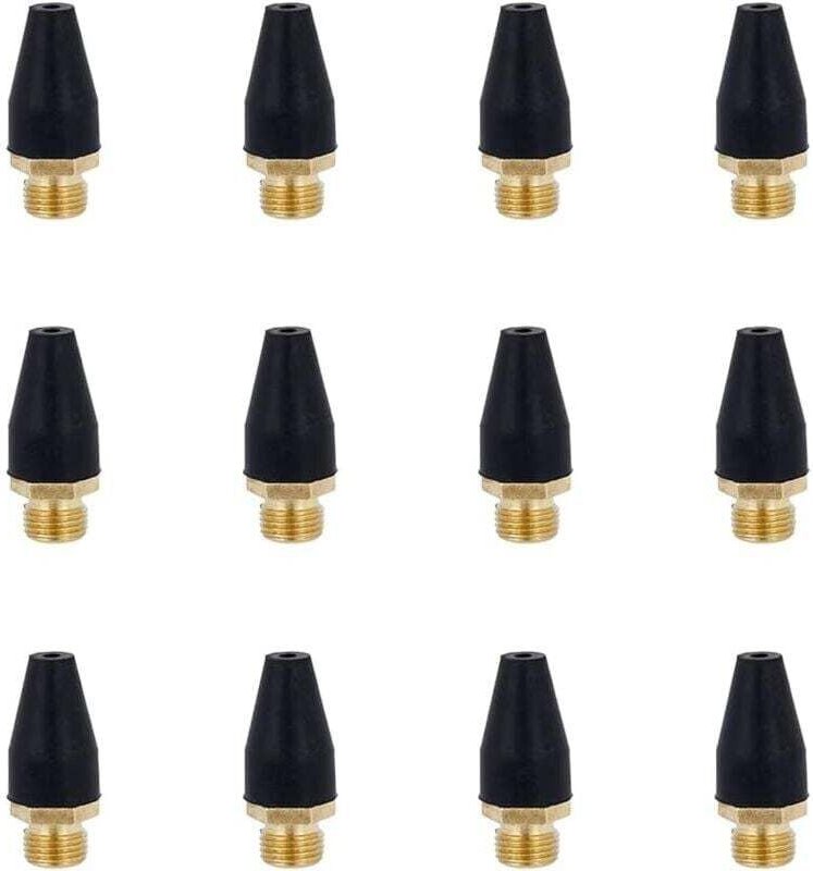 12 Stück schwarzes Gummi-Luftwerkzeug aus Legierung für Luftdüsenspitze, Blaspistole aus Legierung, Gummispitze für Luft...