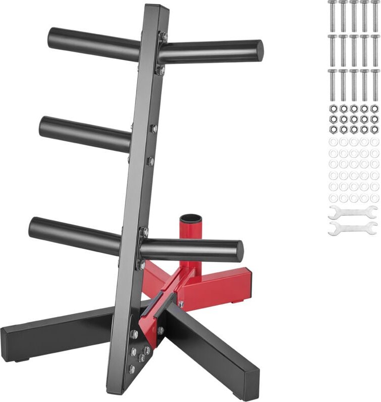 Mophorn - Hantelscheibenständer, L-Rahmen für 2-Zoll-Scheiben, 500 lbs Tragkraft, schwarz und rot, ein schöner Fitnessst...