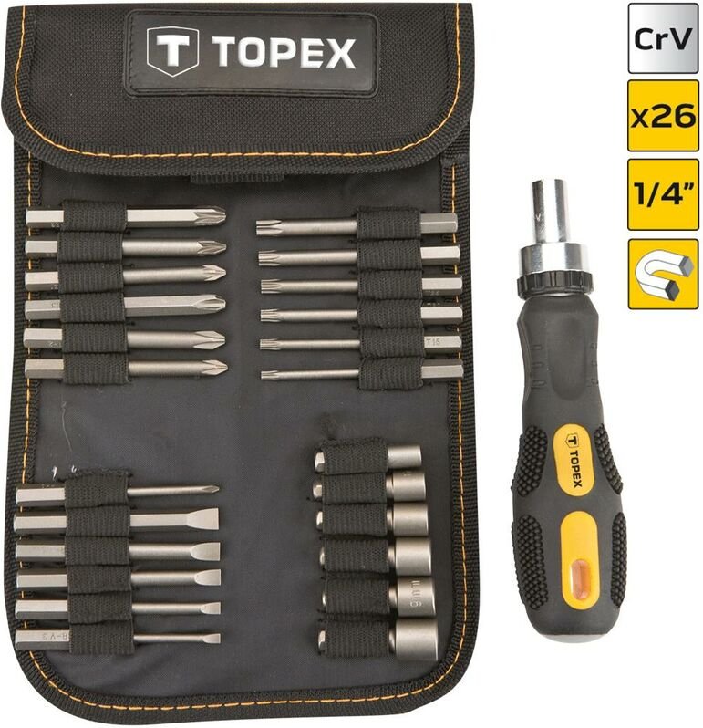 26 tlg. Schraubendreher Bit-Set CrV 1/4'
