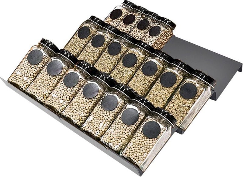 Sinbinta - Gewürz-Schubladen-Organizer, 6 Stück, ausziehbar von 23 cm bis 46 cm, Gewürzregal-Einsatz für Küchenschublade...