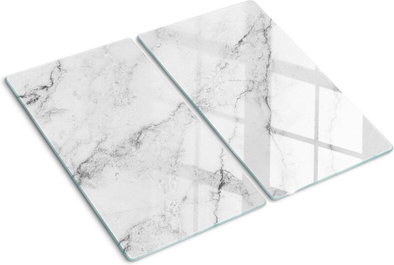 Tulup - Glasschneideplatten - Schneidebrett aus Glas - Herdabdeckplatten - Gehärtetes Glas – 2x30x52 cm (2er Set) - Marm...