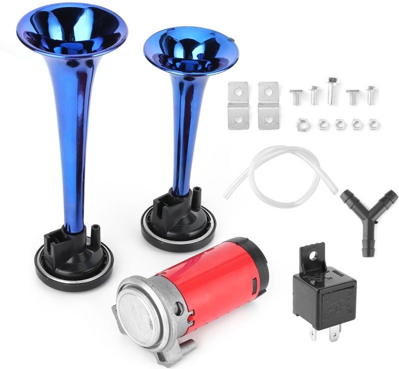 SUNXURY 12 V 178 dB Doppeltrompeten-Lufthorn mit Luftkompressor für Auto, Motorrad, Boot, LKW