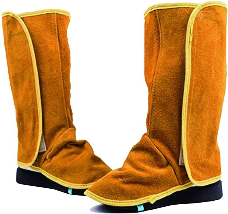 1 Paar Schweißer-Schuhschutz, Schweißgamaschen aus Leder, flammhemmende Überschuhe