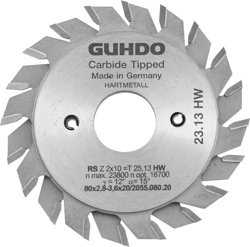 Guhdo - HW-Ritzkreissägeblatt für striebig 80x2,8-3,6x20 mm Z2x10 v/fz