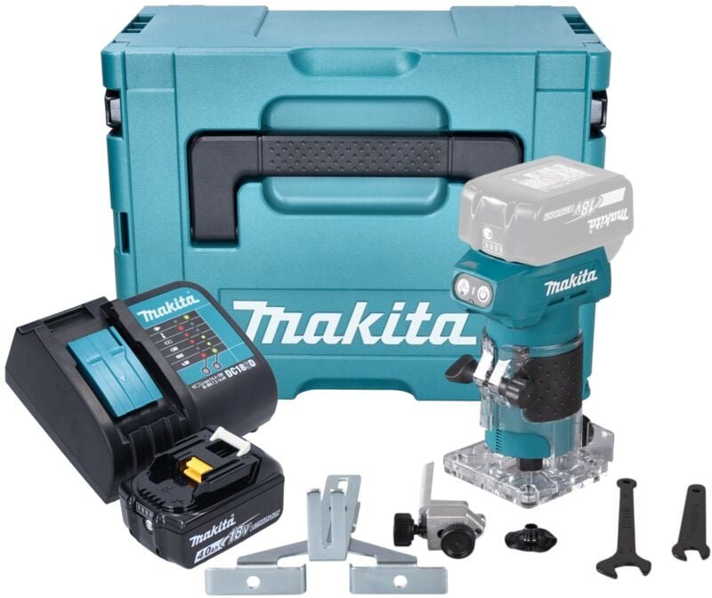 Drt 52 SM1J Akku Kantenfräse 18 v 6 mm Brushless + 1x Akku 4,0 Ah + Ladegerät + Makpac - Makita