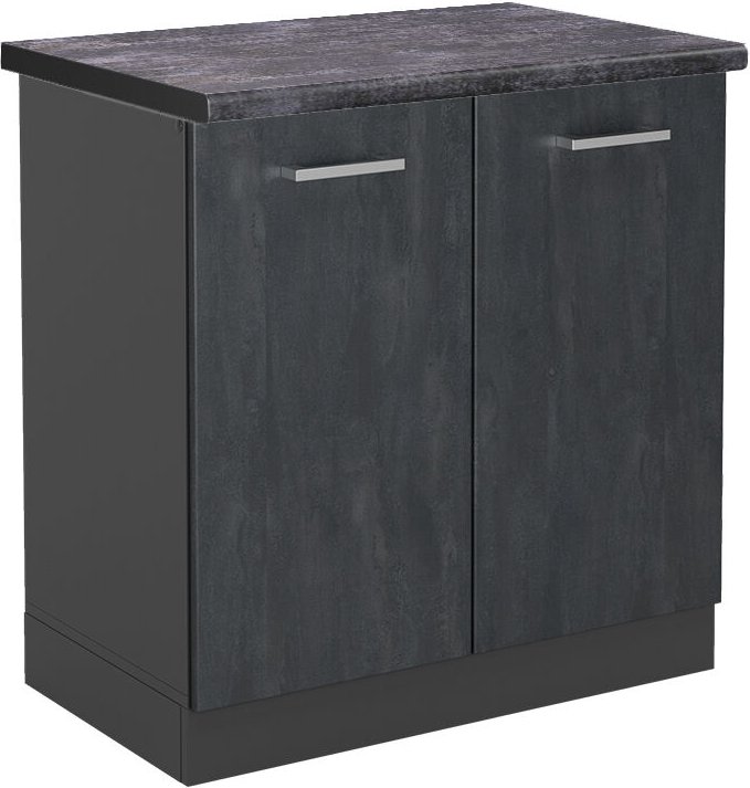 Spülenunterschrank R-Line, Schwarz Beton, 80 cm AP Anthrazit, Vicco