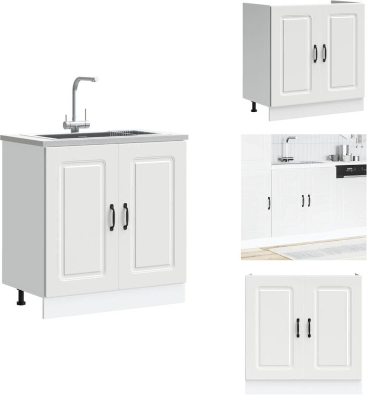 Spülenunterschrank Kalmar Weiß 80x46x81,5 cm Holzwerkstoff - Spülenunterschrank - Spülenunterschränke - Küchenunterschra...