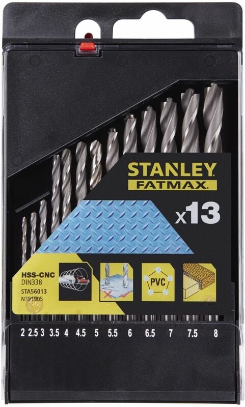 Thumbnail - Kassette mit 13 HSS-CNC-Bohrern mit Pilotspitze STANLEY STA56013-QZ