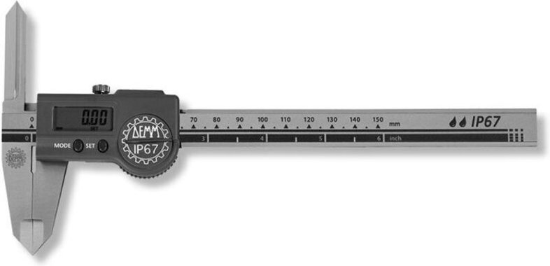 Ultra Präzision - Digital-Taschenmessschieber digi ares inox mit extra langen Kreuzspitzen, Tiefenmaß eckig 150x47/0,01m...