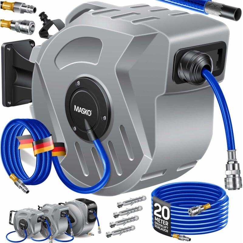 Druckluftschlauch Aufroller automatisch 1/4 Anschluss - Schlauchtrommel Wandschlauchhalter Schlauchaufroller Druckluftsc...