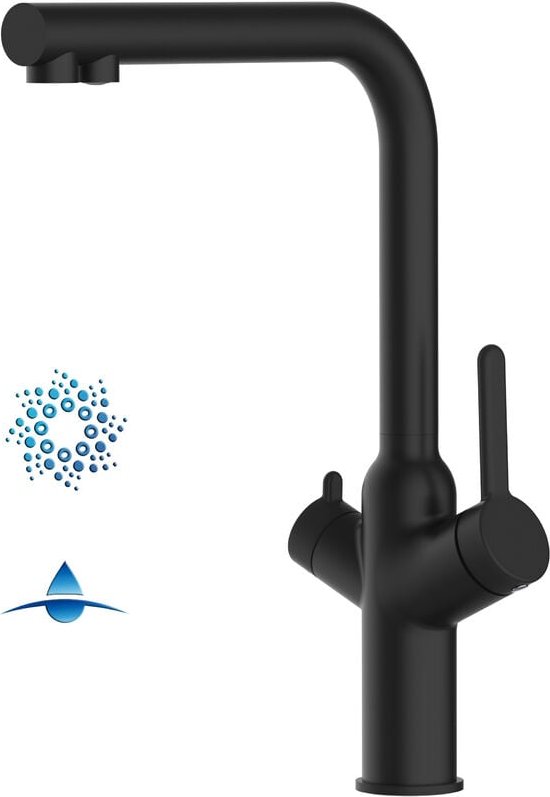 4 Wege Wasserhahn Kueche Spueltischarmatur Schwarz Matt Kuechenarmatur mit l 360 schwenkbarem Auslauf - bod Design