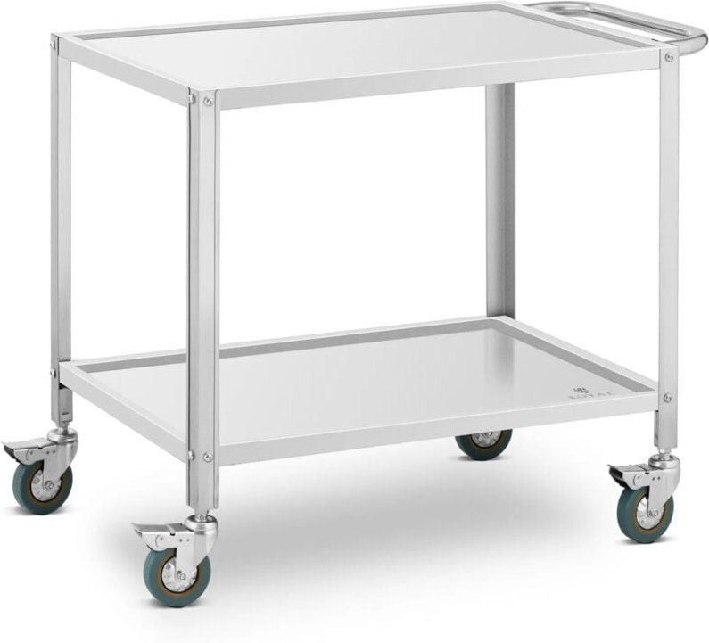 Royal Catering - Servierwagen Edelstahl 2 Borde zu 80 x 57 300 kg statische Traglast Küchenwagen