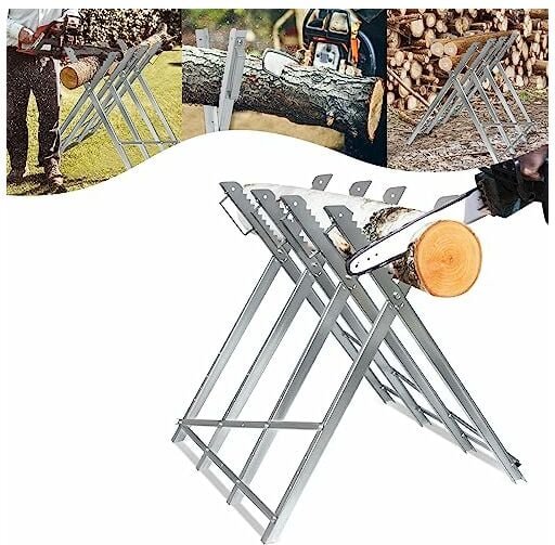 Sägebock für Kettensägen Holzsägebock aus Metall Sägeböcke klappbar Kettensägebock 150 kg Garten Sägegestell Holzsägeboc...