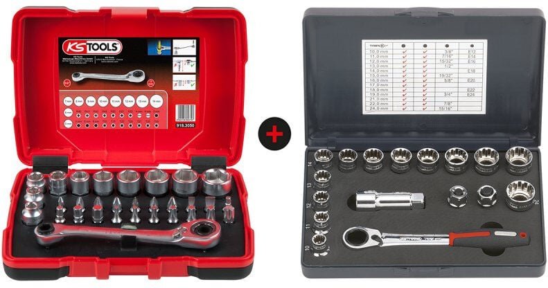 Set mit Steckschlüsselsätzen 1/4 - 3/8 - 1/2 Kstools 922.0648