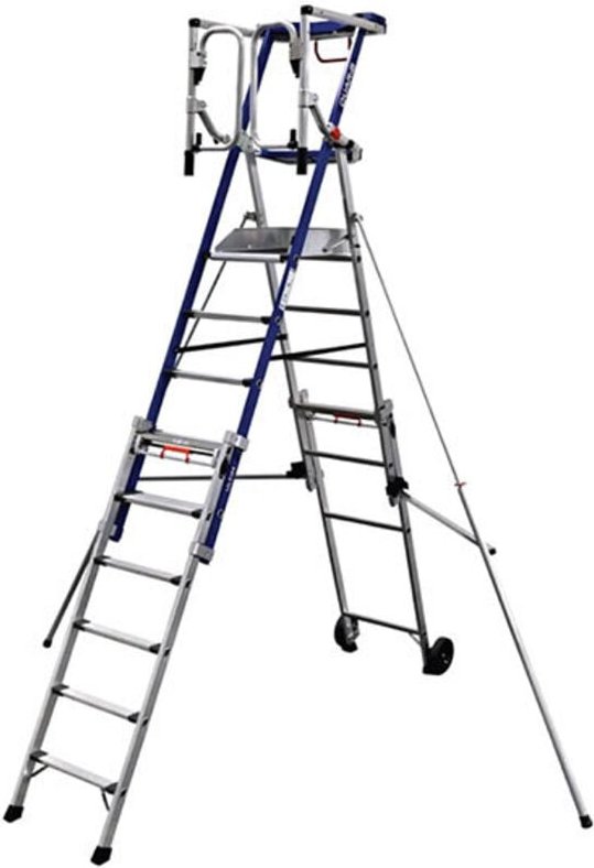 Matisère - Teleskop-Podesleiter 6 bis 9 Stufen - Max. Arbeitshöhe 4.30m - PIRLXT9-U/ALU