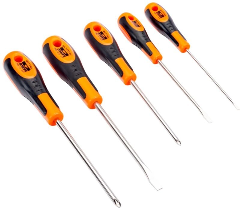 Thumbnail - Bahco Satz Schraubendreher für Schlitz- und Phillips-Schrauben mit Gummigriff - 5-tlg.