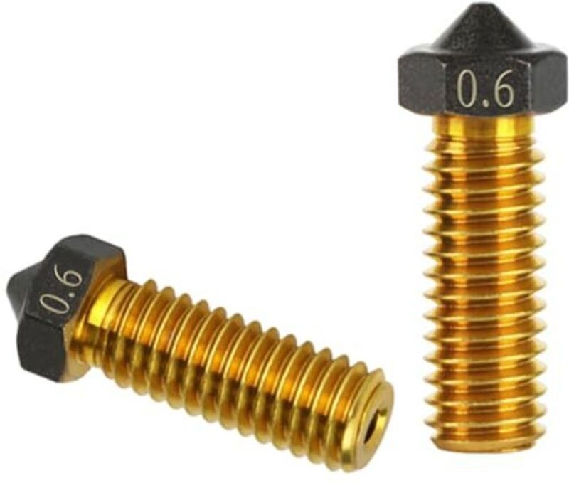 2 Stück Volcano 3D-Druckerzubehör – Volcano Messingdüse 0,6/1,75 mm, kopflos, Anti-Bürste