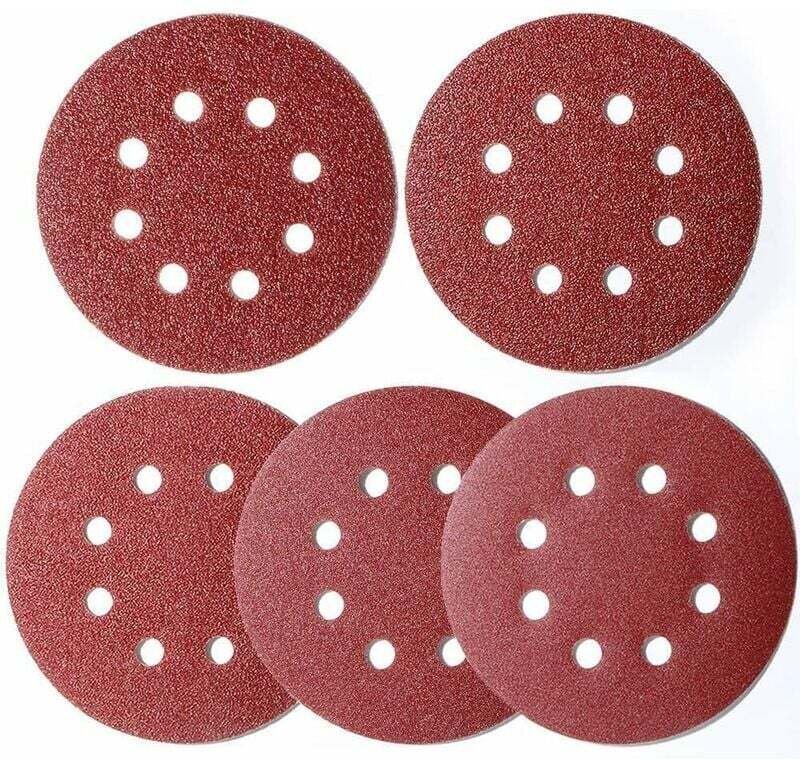 100er-Pack Schleifpapier für Exzenterschleifer 125 mm, 8-Loch-Scheibe 125 mm rund für Exzenterschleifer Körnung 20 x 40/...