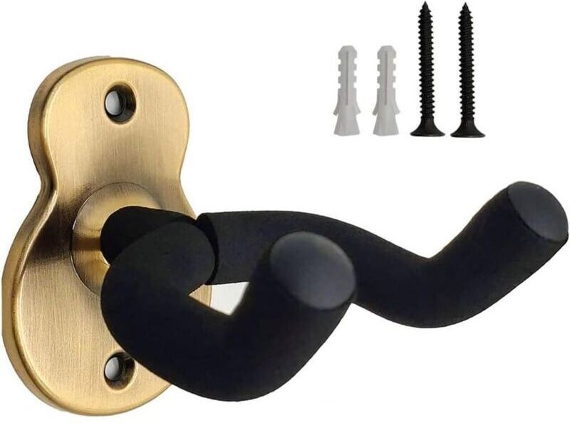 Gitarren-Wandhalterung, 2er-Pack, sicherer und stilvoller Wandhaken für Akustik- und E-Bassgitarren (2er-Pack), Bronze -...