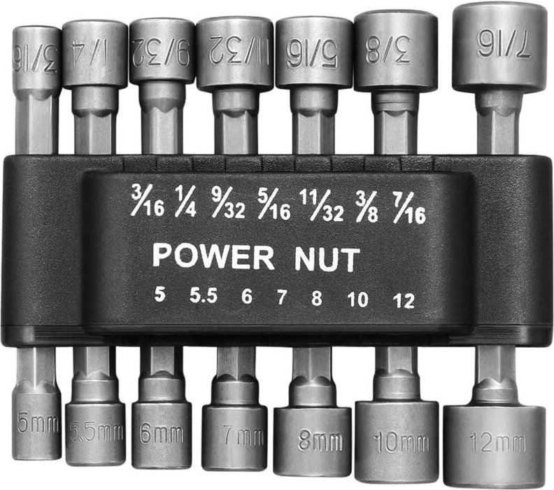 Schraubendreher-Zubehör Set mit 14 Stecknüssen 5–13 mm – 1/4-Zoll-Sechskant-Adapter-Stecknuss – für Akku-Bohrschrauber o...