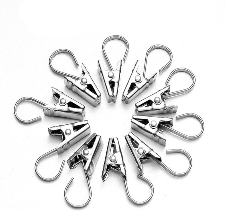 Bluedeer - 60 Stück Gardinenklammern aus Metall, Mehrweg-Vorhangclips für Vorhänge, Fotos, Licht und Duschvorhänge, Silb...