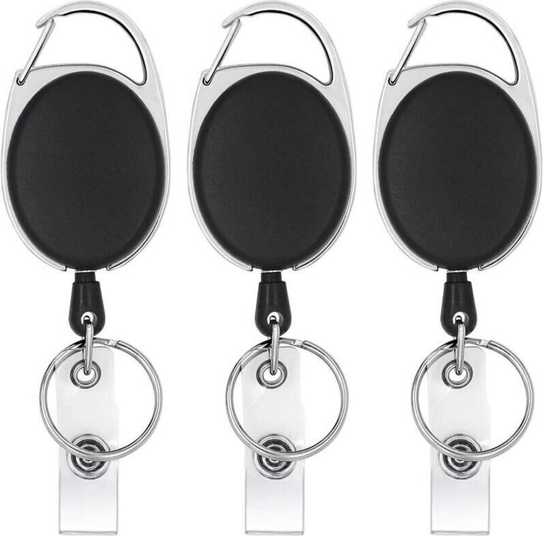 YMYNY Ausziehbare Rollenlänge 3 Stück Robuster Karabiner-Ausweishalter 70 cm mit verstärkter Feder für Ausweise mit Schl...