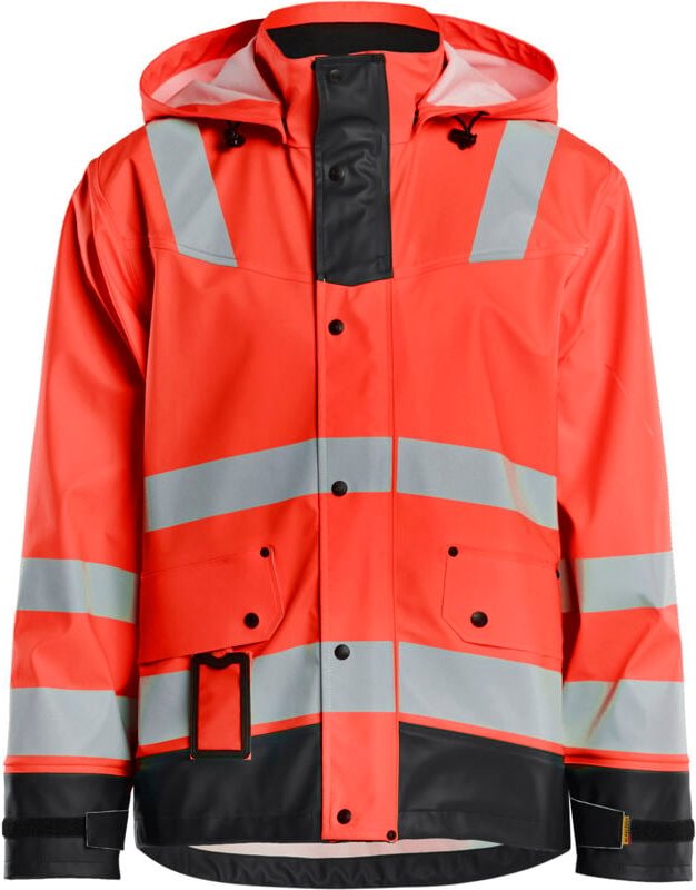 Hochsichtbare Regenjacke Niveau 2 4302 - Neonrot/Schwarz XXL