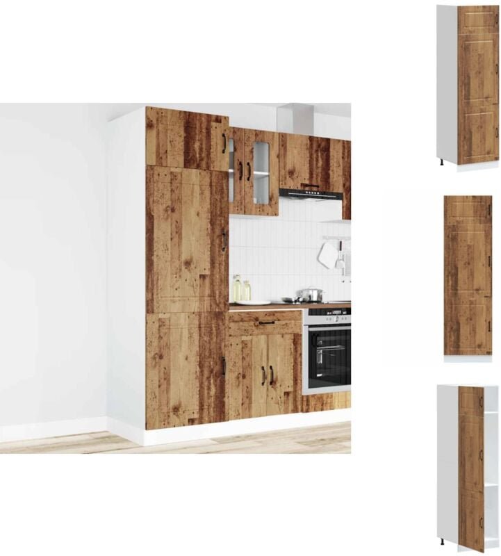 Küchenschrank Kalmar Altholz-Optik Holzwerkstoff - Küchenschrank - Küchenschränke - Küchenschrank Weiß - Hoher Küchensch...
