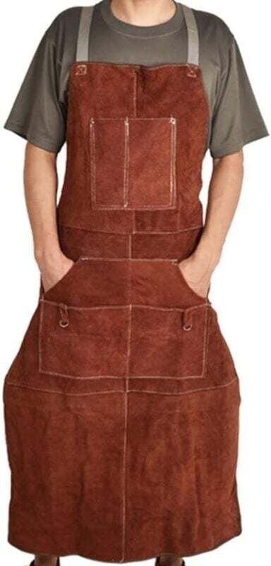 Leder-Schweißschürze, Werkstattschürzen für Männer, langlebig, hitzebeständig, isoliert, Schutzwerkzeugschürze für Holzb...