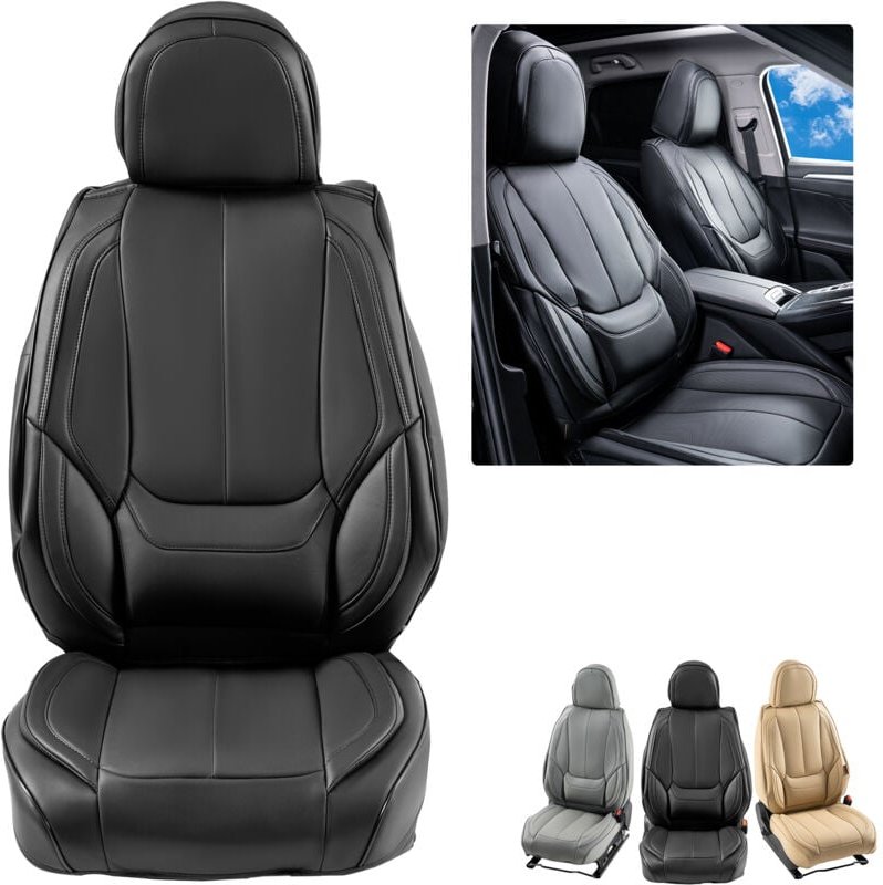 Sitzbezüge, Universal-Autositzbezüge für Vordersitze, 6-teiliger Kunstleder-Sitzbezug, vollständig geschlossenes Design,...