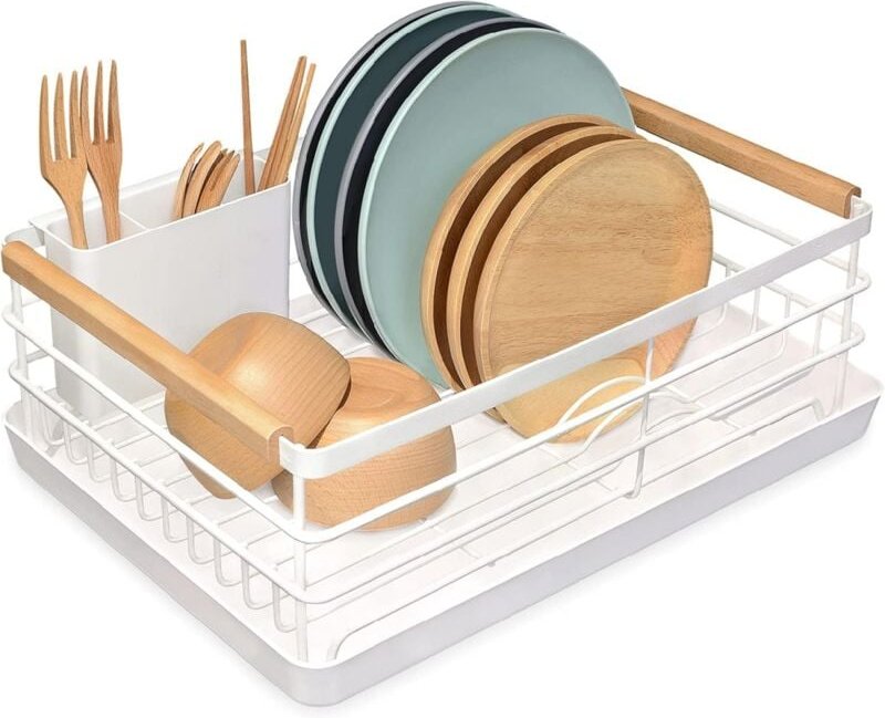 Abtropfgestell für die Küche, Abtropfgestell über der Spüle mit Utensilienhalter und Abtropfschale, Abtropfgestell für d...