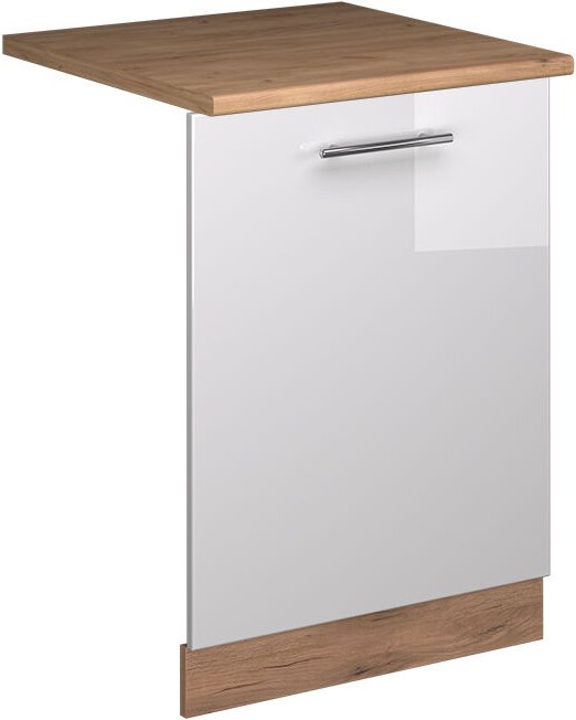 Vicco - Geschirrspülblende Fame-Line, Weiß Hochglanz, 60 cm , ap Eiche