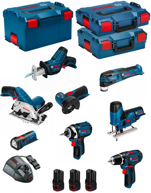 Kit 12V BMK8-28BD3 (gsr 12V-15+GDR 12V-105+GKS 12V-26+GWS 12V-76+GST 12V-70+GOP 12V-28+GSA 12V-14+GLI 12V-80+3 x 2,0Ah) ...