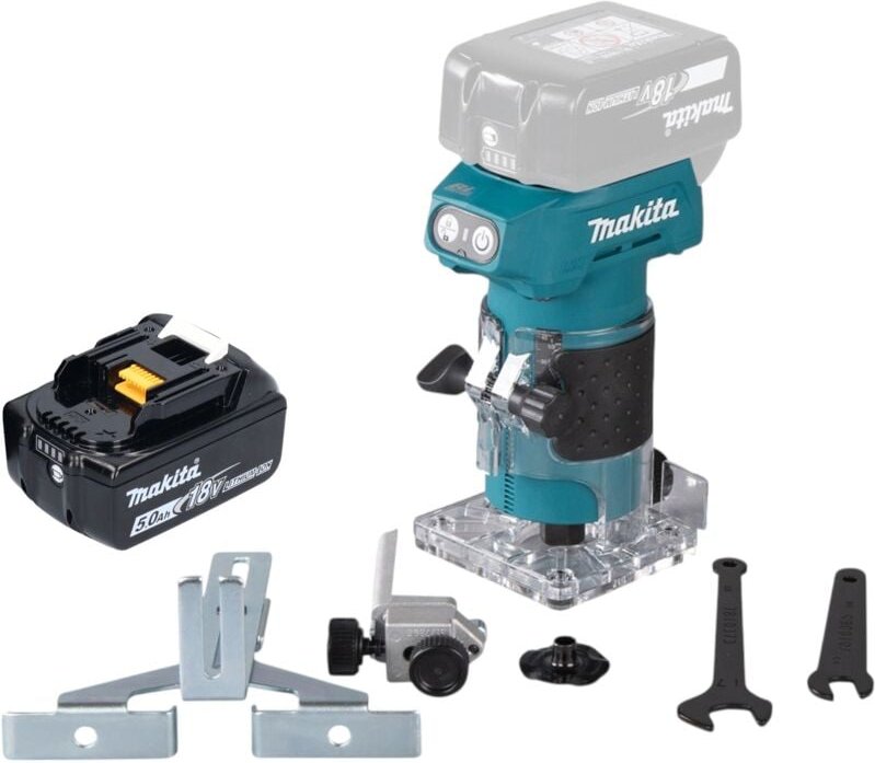 Drt 52 T1 Akku Kantenfräse 18 v 6 mm Brushless + 1x Akku 5,0 Ah - ohne Ladegerät - Makita