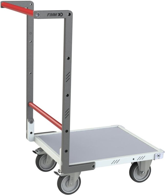 FIMM Plattformwagen mit festem Bügel und MDF-Platte Ablagefläche 550x495mm 250kg Tragkraft