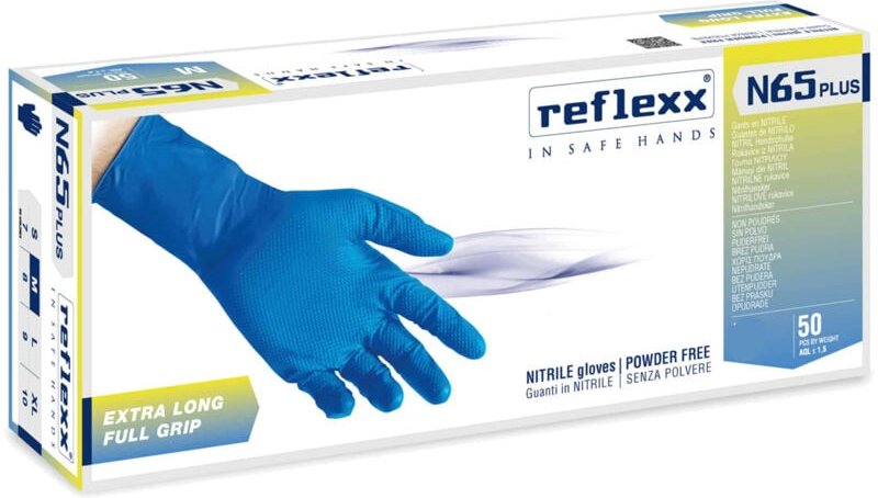 Thumbnail - N65 Plus extra lange Nitrilhandschuhe mit vollem Griff - l - Reflexx