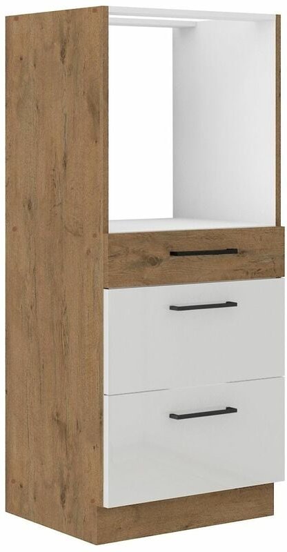 Küchen Preisbombe - Vigo Midischrank 60 Eiche Lancelot Weiß Hochglanz Küchenzeile Küchenblock Küche