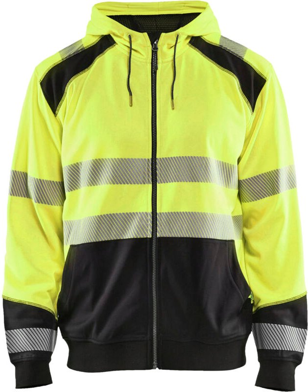 Arbeitskapuzenpullover mit Reißverschluss, Hochsichtbarkeit 3546 – Neon Gelb/Schwarz XL