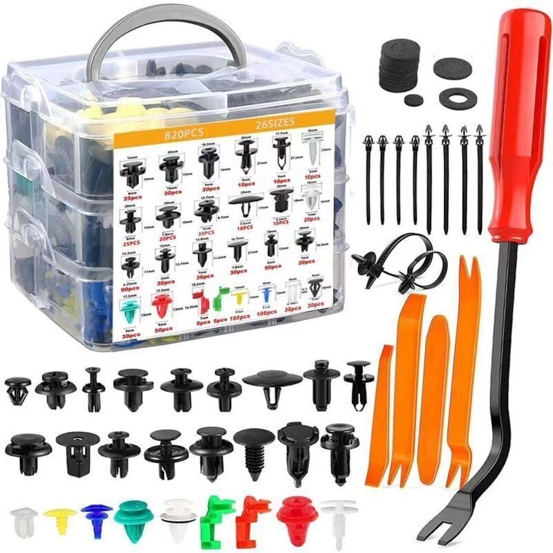 Thumbnail - Rivet Clips Plastique 925 Pcs, Clips Voiture Noir Universel Rivet Plastique Fixation, Clips de Fixation pour Auto Voitur...