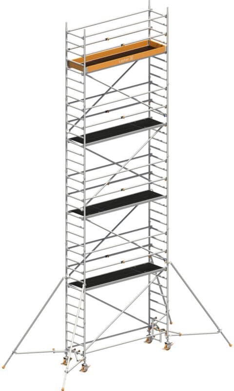 Layher Rollgerüst Uni Standard P2 mit Uni Telegeländer und ausziehbaren Gerüststützen 10,20m AH