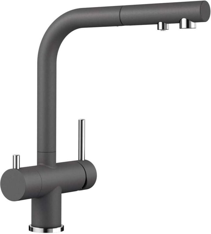 Fontas s ii - Küchenarmatur mit ausziehbarer Brause und Filterfunktion, Felsgrau 525207 - Blanco