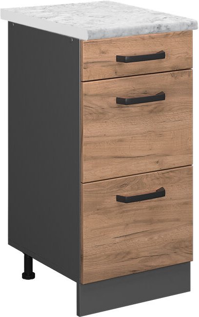 Vicco - Schubladenschrank R-Line, Goldkraft Eiche, 40 cm ap Marmor