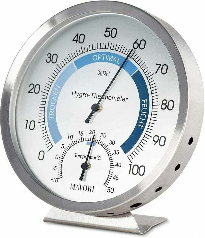 Hygrometer Indoor Analog Thermometer – Luftfeuchtigkeitsmesser und Raumthermometer aus hochwertigem Edelstahl zur zuverl...