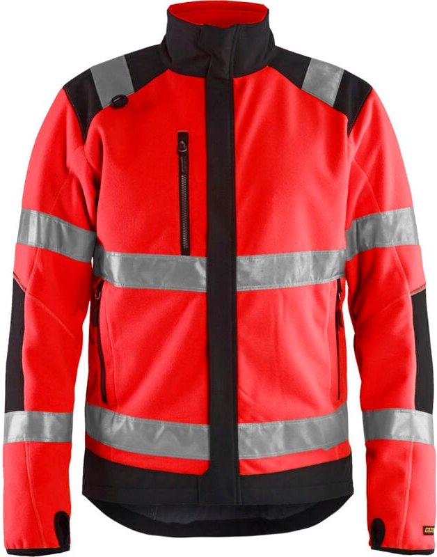 Arbeitsjacke aus Fleece, winddicht, Hochsichtbarkeit 4888 - Neonrot/Schwarz XL