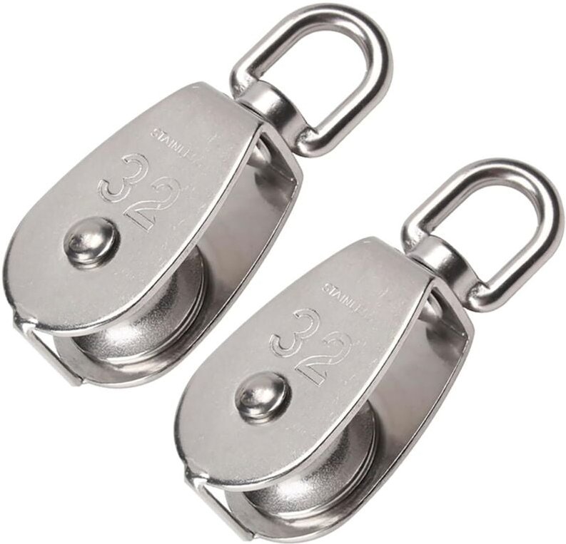 Stück 32 mm Einzelrolle 304 Edelstahl Heberolle Flaschenzug Tragkraft 250 kg - Silber - Lntyq